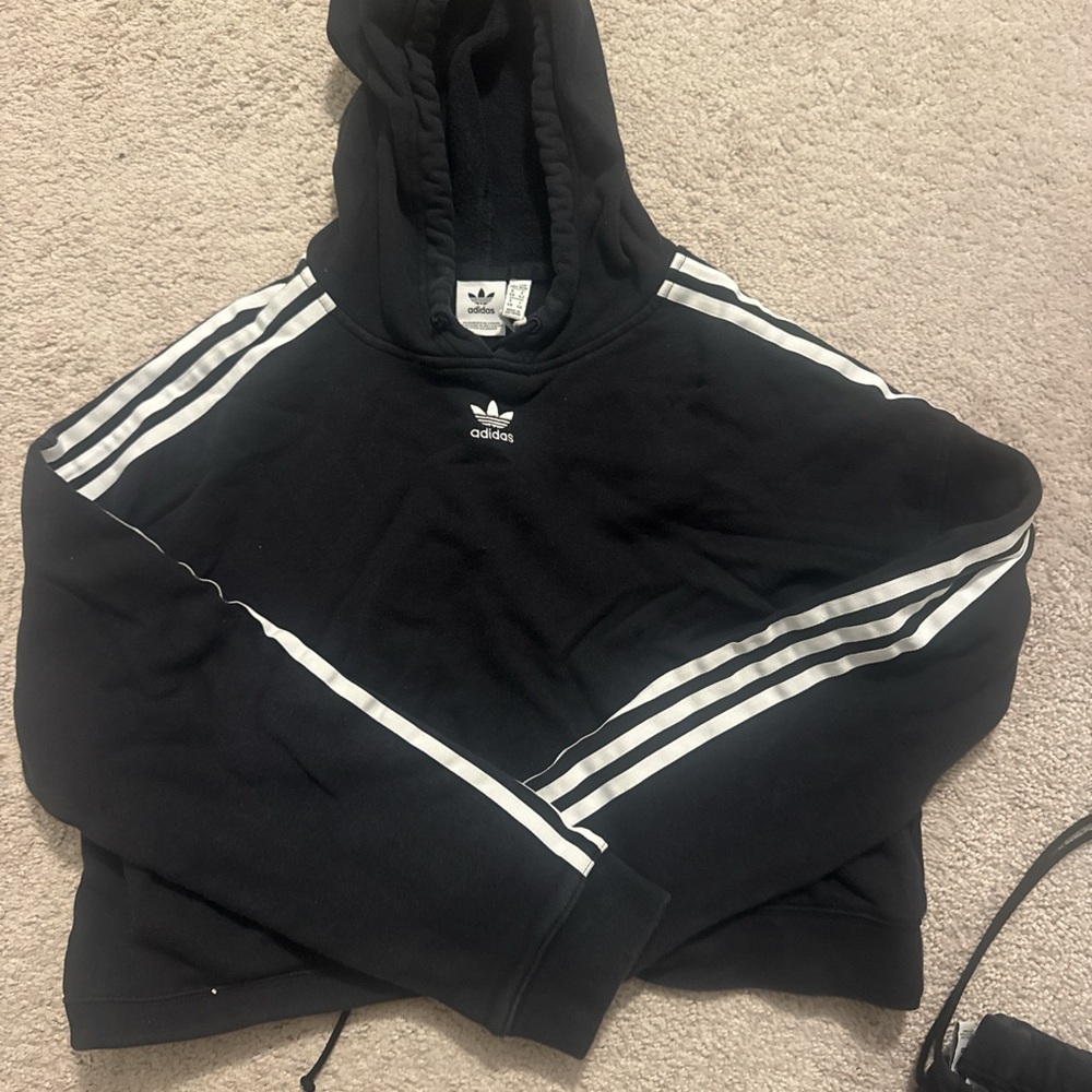 Adidas Black Hoodie with White Accents